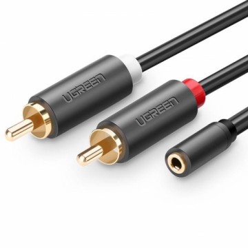 UGREEN AV102 2x RCA kabelis (Cinch) jack 3,5 mm 1m (melns)