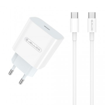 Jellico AK-180 PD 20W Universal / iPhone 15 / 16 Charger 1x USB-C + 1m USB-C Cable White