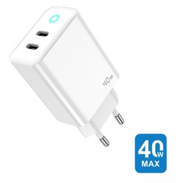 Jellico EU19 GaN 40W PD Универсальная Умная Зарядка Супер Быстрая 2x USB-C PD 20W Белая