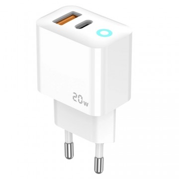 Jellico EU11 20W PD GaN Universāls adaptīvs ātrais lādētājs ar USB-C (5-12V) / USB 3A Balts