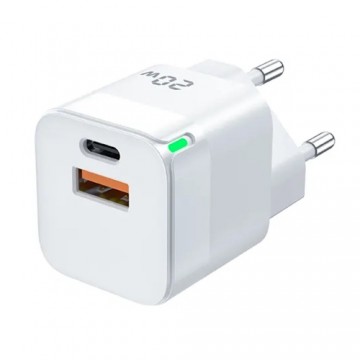 Jellico C40 Mini PD 20W QC 3.0 Smart Adaptive Fast Charger with 1x USB-C (5-12V) / USB 3A White