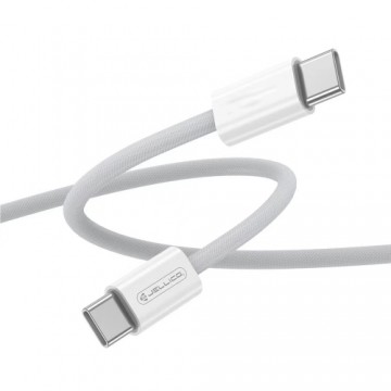 Jellico IP15 Braided Fabric iPhone 15 / 16 USB-C to USB-C Data & Fast PD 60W Charging Cable 1m White