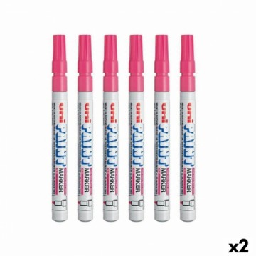 Set of Markers Uni-Ball PX-21L 6 Pieces Pink (2 Units)