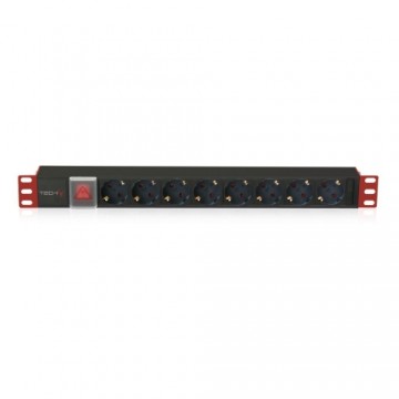 Techly I-CASE STRIP-81UD power distribution unit (PDU) 8 AC outlet(s) 1U Black, Red