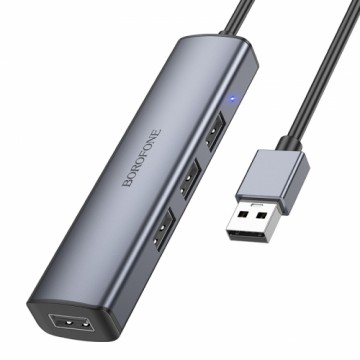 OEM Borofone Adapter DH12 Smart 4 w 1 - USB to 4xUSB 2.0 - 1,2 metres grey