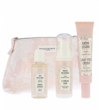 Panier Des Sens Radiant Peony gift set micellar water 50 ml + cleansing foam 50 ml + light face cream 40 ml