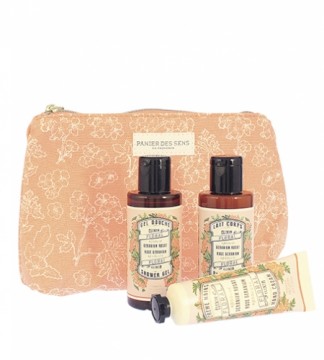 Panier Des Sens Rose Geranium gift set shower gel 70 ml + body lotion 70 ml + hand cream 30 ml