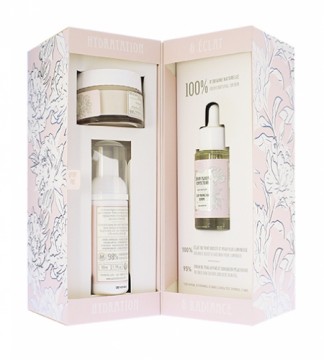 Panier Des Sens Radiant Peony gift set Facial serum 30 ml + nourishing face cream 50 ml + cleansing foam 50 ml