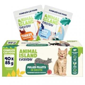 ANIMAL ISLAND Everyday Turkey and White fish fillets in broth - wet cat food - 40 x 85g