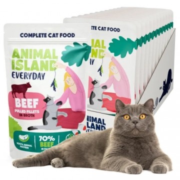 ANIMAL ISLAND Everyday Beef fillets in broth - wet cat food - 12 x 85g