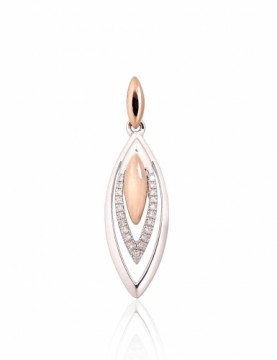 Gold pendant #1301021(Au-R+Au-W)_DI, White/Red Gold 585°, Diamonds (0,054Ct), 1.1 gr.