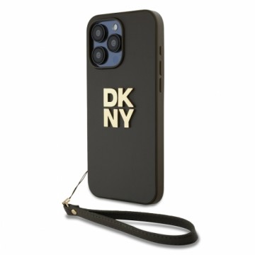 DKNY PU Leather Stack Logo Wrist Strap Case for iPhone 15 Pro Max Brown (Damaged Package)