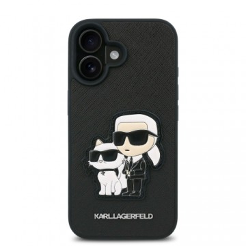 Karl Lagerfeld PU Saffiano Karl and Choupette Case for iPhone 16 Plus Black