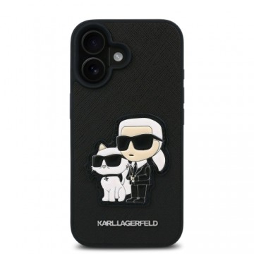 Karl Lagerfeld PU Saffiano Karl and Choupette Case for iPhone 16 Black