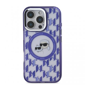 Karl Lagerfeld IML Monogram K&CH Heads MagSafe Case for iPhone 16 Pro Purple