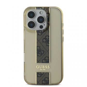 Guess IML Middle 4G Stripe Case for iPhone 16 Pro Max Brown