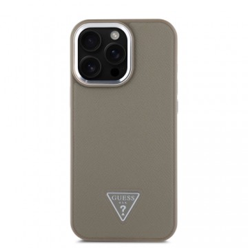 Guess PU Grained Triangle Logo Case for iPhone 16 Pro Brown