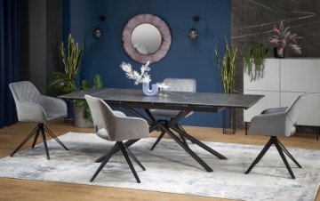 Halmar VITORINO extension table, color: top - black marble, legs - black