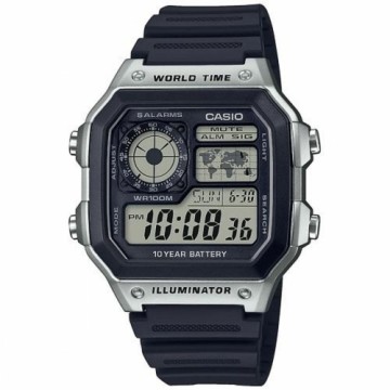 Vīriešu Pulkstenis Casio ILLUMINATOR WORLDTIME Melns Pelēks (Ø 40 mm)