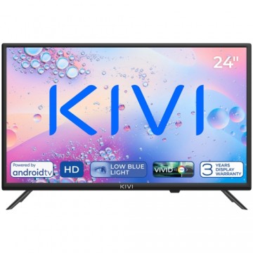 Kivi 24", Black, HD Ready, Android TV 11, Black, 1366x768, 60 Hz, AV1, Sound 2x5W, 17 kWh/1000h, Energy E, WiFi5G, BT5.1, 3xHDMI, 2xUSB, 24 months