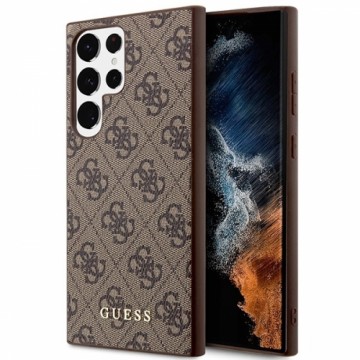 Guess GUHCS23LG4GFBR S23 Ultra S918 brązowy|brown hard case 4G Metal Gold Logo