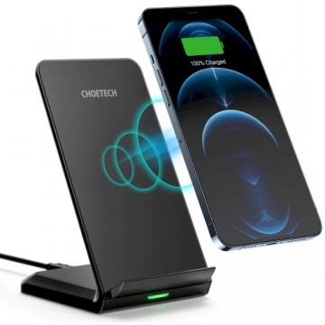 Choetech two-coil fast wireless charger 15W stand black + 1.2m micro USB cable (T524-F)