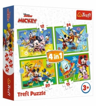 Puzlis TREFL Disney Mickey Mouse Funhouse 4 in 1 (12,15,20,24 gb.) 4+ T34616