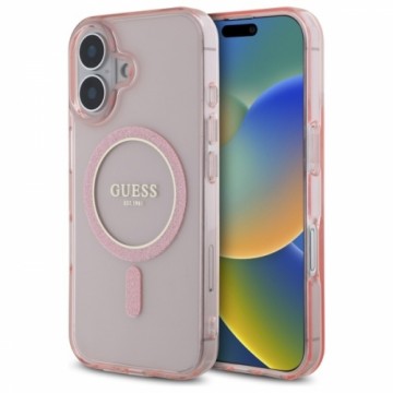 Guess GUHMP16SHFGEREP iPhone 16 6.1"      różowy|pink hardcase IML Glitter Circle MagSafe