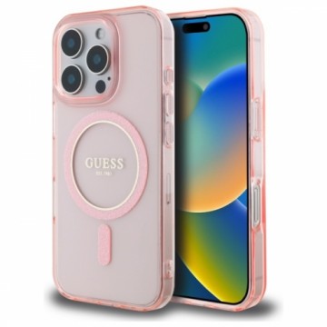 Guess GUHMP16LHFGEREP iPhone 16 Pro 6.3"  różowy|pink hardcase IML Glitter Circle MagSafe