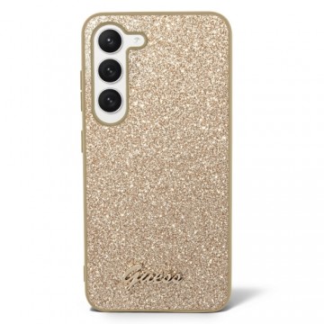 Guess PC|TPU Glitter Flakes Metal Logo Case for Samsung Galaxy S23 Gold