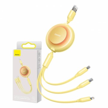 Baseus Bright Mirror 2, USB 3-in-1 cable for micro USB | USB-C | Lightning 3.5A 1.1m (Yellow)