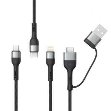 XO cable NB254 6in1 USB - USB-C + USB-C + microUSB + Lightning 1,2m black