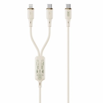 XO cable NB-Q262 2in1 PD USB-C - Lightning + USB-C 1,2m beige 60W