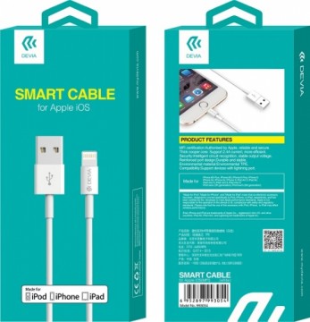 Devia Smart MFI cable USB - Lightning 1,0 m 2,4A white