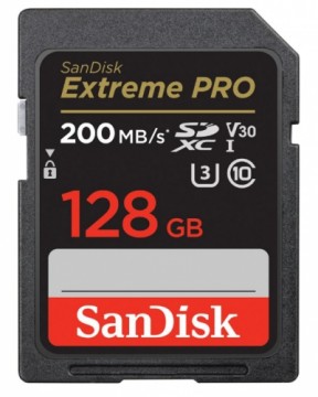 SanDisk memory card 128GB Extreme Pro SDXC C10 V30 UHS-I U3