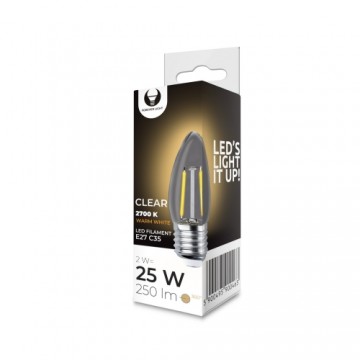 LED Bulb Filament E27 C35 2W 230V 2700K 250lm COG clear Forever Light