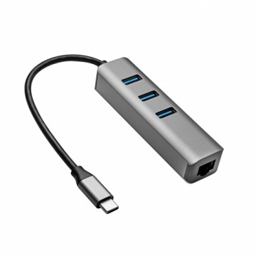 Akyga Концентратор AK-AD-66 USB type C - USB 3.0 3-портовый + Ethernet