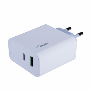 Wall charger Akyga AK-CH-14 45W USB-A + USB-C PD Quick Charge 3.0 5-20V | 2.25-3A white