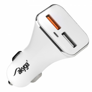 Car charger 12|24V Akyga AK-CH-08 18W 2x USB-A Quick Charge 3.0 5-12V | 1.5-3A white