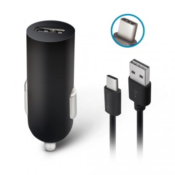 Forever M02 car charger 1x USB 1A black + USB-C cable