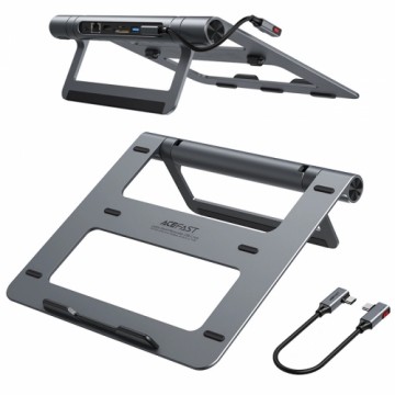 Acefast HUB multifunctional laptop stand USB Type C - 2x USB 3.2 Gen 1 (3.0, 3.1 Gen 1) | TF, SD | HDMI 4K@60Hz | RJ45 1Gbps | PD 3.0 100W (20V|5A) gray (E5 Plus space gray)