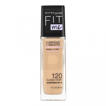 Maybelline Fit Me! Luminous + Smooth Foundation šķidrais grims vienotam un mirdzošam sejas tonim 120 Classic Ivory 30 ml