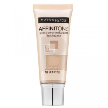 Maybelline Affinitone Mitrinošs tonālais tonālais tonālais tonālais tonālais krēms ar mitrinošu efektu 03 Light Sand Beige 30 ml