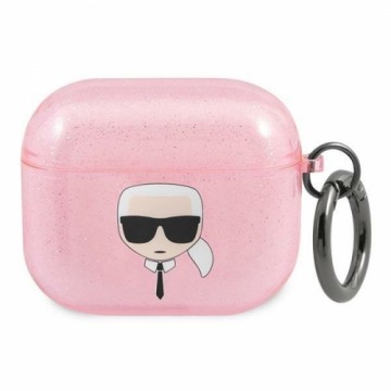 Karl Lagerfeld KLA3UKHGP AirPods 3 cover różowy|pink Glitter Karl`s Head