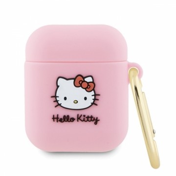 Hello Kitty HKA23DKHSP Airpods 1|2 cover różowy|pink Silicone 3D Kitty Head