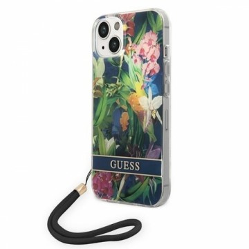 Guess GUOHCP14SHFLSB iPhone 14 | 15 | 13 6.1" niebieski|blue hardcase Flower Strap