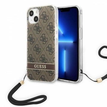 Guess GUOHCP14SH4STW iPhone 14 | 15 | 13 6.1" brązowy|brown hardcase 4G Print Strap