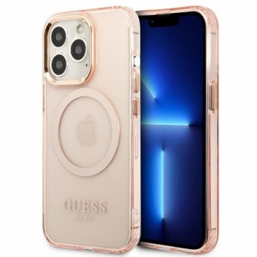 Guess GUHMP13XHTCMP iPhone 13 Pro Max 6,7" różowy|pink hard case Gold Outline Translucent MagSafe