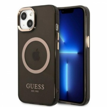 Guess GUHMP13MHTCMK iPhone 13 | 14 | 15 6.1" czarny|black hard case Gold Outline Translucent MagSafe