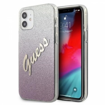 Guess GUHCP12SPCUGLSPI iPhone 12 mini 5,4" różowy|pink hardcase Glitter Gradient Script